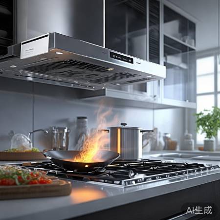 “强吸力，低噪音油烟机”