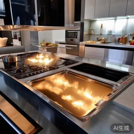 L型集成灶，灶油烟机一体，厨房