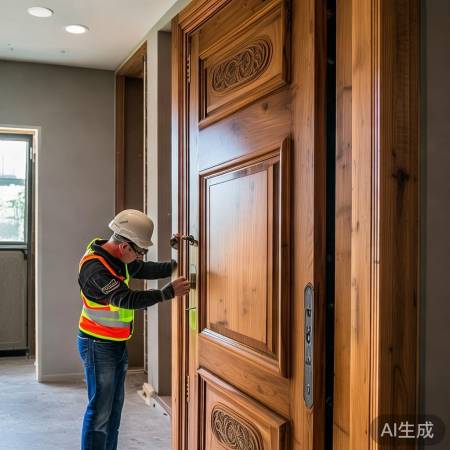 安装门扇，调整均匀缝隙。