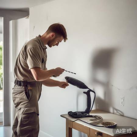 确保墙面干燥，安全安装插座