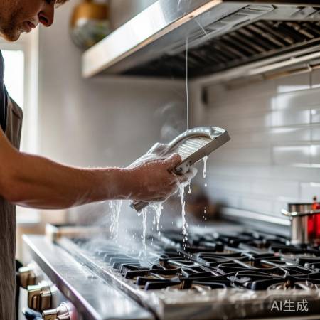 检查油烟机，油杯风扇清洁更换
