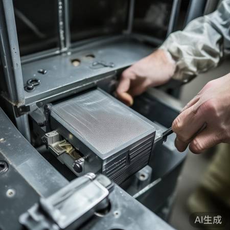 “清洗检查后，装回过滤网并固定