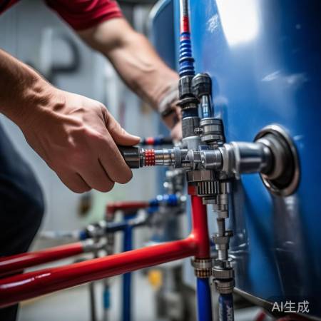 热水连接，红蓝管分，防漏检查。