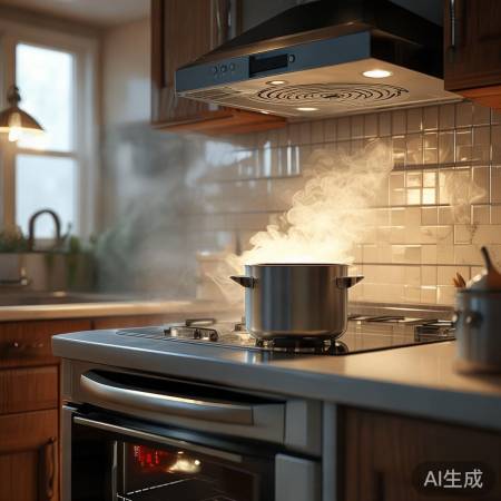 开启油烟机，微风助散烟。