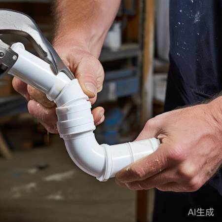 PVC管套接脱水管，涂抹胶水加