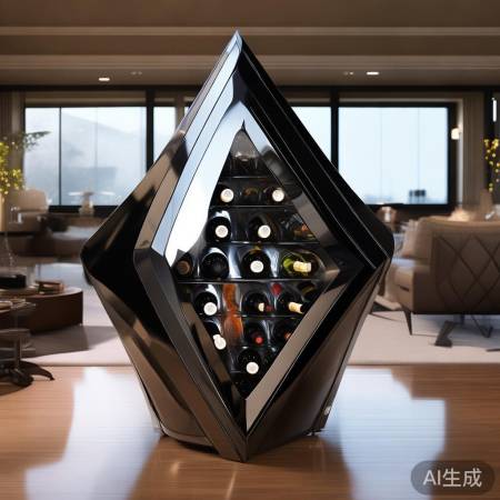 菱形红酒柜设计效果图，品味家居艺术新风尚
